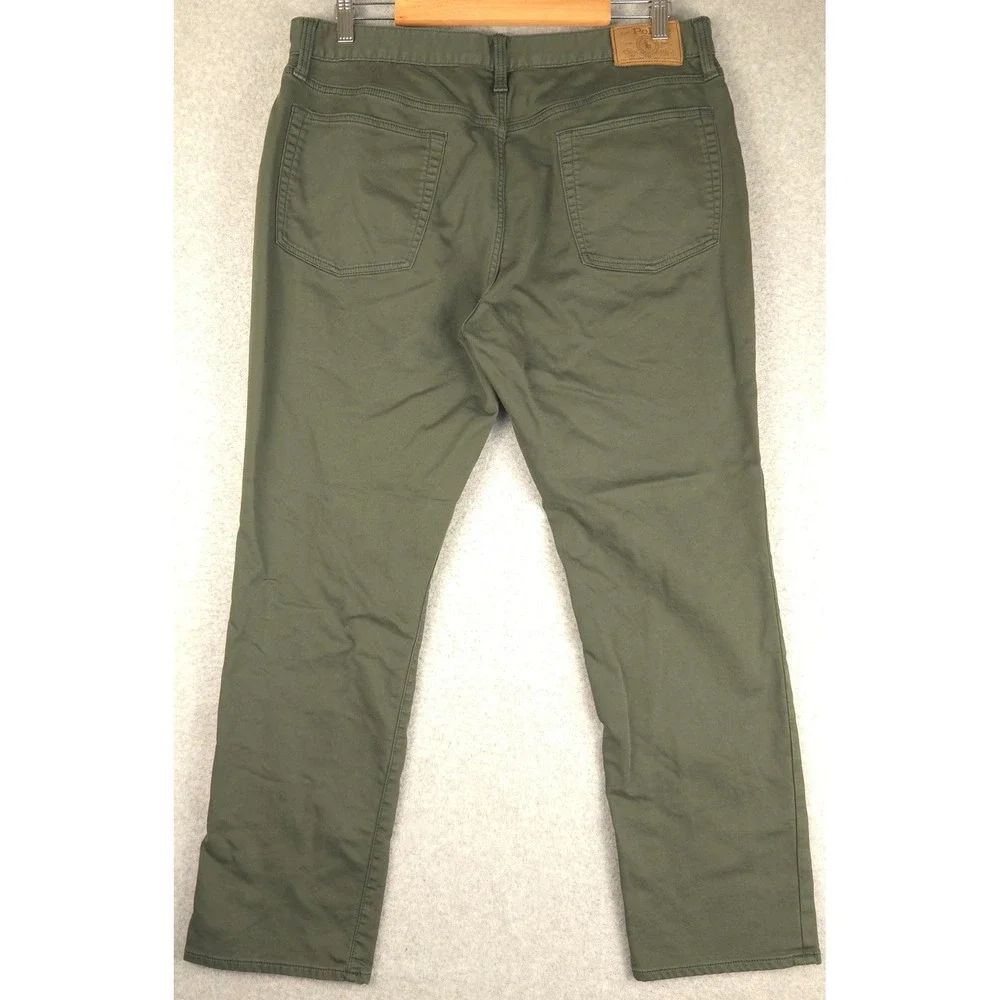 Polo Ralph Lauren Mens Olive Green Stretch Straight Leg Pants 35x30 (Fits 35x29)